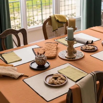 Table linen - Recycled Tablecloth Grace Caramel 170 X 300 - MAISON VIVARAISE - SDE VIVARAISE WINKLER