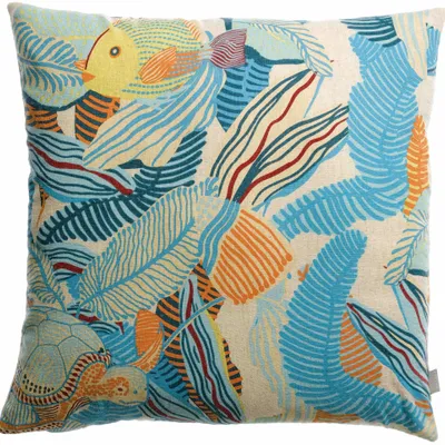 Cushions - Dori Printed Cushion Lagon 45 X 45 - MAISON VIVARAISE - SDE VIVARAISE WINKLER