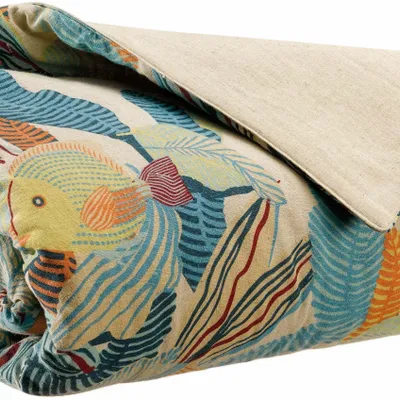 Throw blankets - Dori Printed Throw Blanket Lagon 135 X 200 - MAISON VIVARAISE - SDE VIVARAISE WINKLER