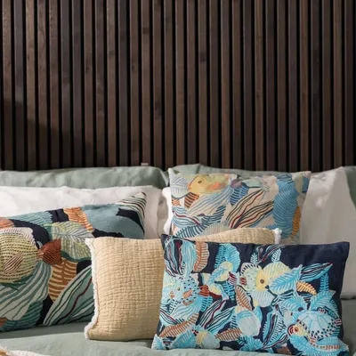 Cushions - Embroidered Cushion Dori Marine 30 X 50 - MAISON VIVARAISE - SDE VIVARAISE WINKLER