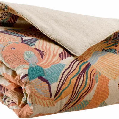 Bed linens - Dori Printed Comforter Papaye 85 X 200 - MAISON VIVARAISE - SDE VIVARAISE WINKLER