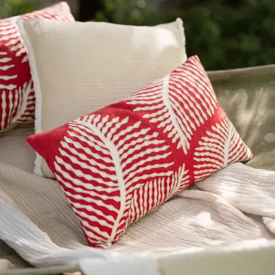 Cushions - Embroidered Cushion Flora Papaye 30 X 50 - MAISON VIVARAISE - SDE VIVARAISE WINKLER