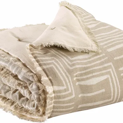 Throw blankets - Tina Printed Throw Blanket Naturel 135 X 200 - MAISON VIVARAISE - SDE VIVARAISE WINKLER