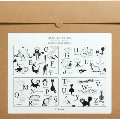Table cloths - Set of 4 Dubout Abécédaire Placemats Noir/Blanc 30 X 45 - MAISON VIVARAISE - SDE VIVARAISE WINKLER