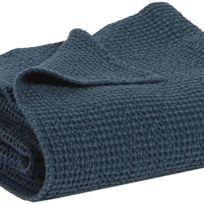 Linge de lit - Jeté recyclé Maia Navy 180 x 260 - MAISON VIVARAISE - SDE VIVARAISE WINKLER