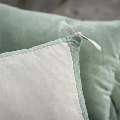 Cushions - Elise Chambray Cushion Verveine 30 X 50 - MAISON VIVARAISE - SDE VIVARAISE WINKLER