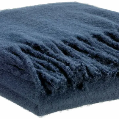 Plaids - Plaid recyclé Isabel uni Marine 130 x 160 - MAISON VIVARAISE - SDE VIVARAISE WINKLER