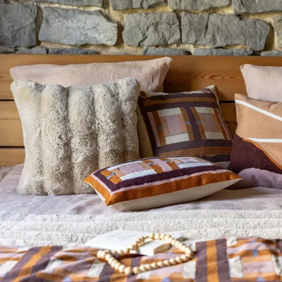 Cushions - Embroidered Cushion Taho Cuivre 30 X 50 - MAISON VIVARAISE - SDE VIVARAISE WINKLER