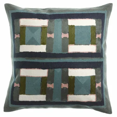 Cushions - Embroidered Cushion Taho Vert de gris 45 X 45 - MAISON VIVARAISE - SDE VIVARAISE WINKLER
