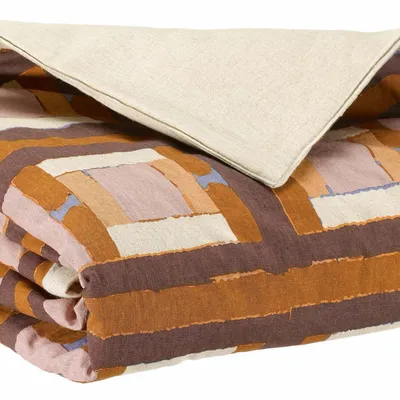 Linge de lit - Edredon imprimé Taho Cuivre 85 x 200 - MAISON VIVARAISE - SDE VIVARAISE WINKLER