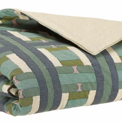 Plaids - Plaid imprimé Taho Vert de gris 135 x 200 - MAISON VIVARAISE - SDE VIVARAISE WINKLER