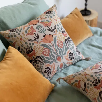 Cushions - Youri Printed Cushion Multico 45 X 45 - MAISON VIVARAISE - SDE VIVARAISE WINKLER