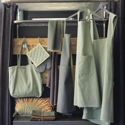 Aprons - Ada Recycled Kitchen Apron Forêt 72 X 85 - MAISON VIVARAISE - SDE VIVARAISE WINKLER