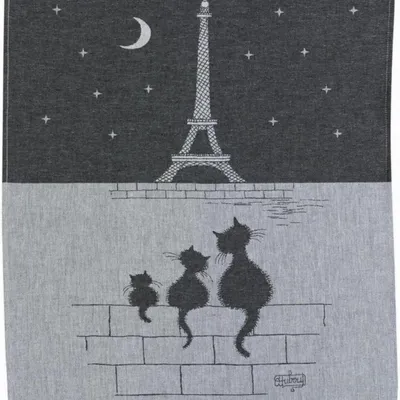 Dish towels - Jacquard Tea Towel Chats Tour Eiffel Ombre 50 X 70 - MAISON VIVARAISE - SDE VIVARAISE WINKLER