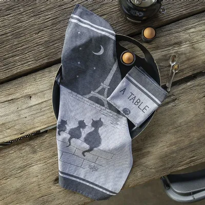 Dish towels - Jacquard Tea Towel Chats Tour Eiffel Ombre 50 X 70 - MAISON VIVARAISE - SDE VIVARAISE WINKLER