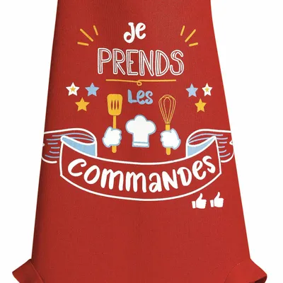 Tabliers de cuisine - Tablier de cuisine enfant Je prends les commandes Rouge 52 x 63 - MAISON VIVARAISE - SDE VIVARAISE WINKLER