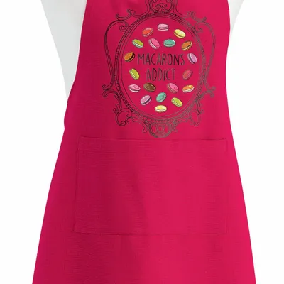 Aprons - Recycled kitchen apron Macarons Addict Rose 72 X 90 - MAISON VIVARAISE - SDE VIVARAISE WINKLER