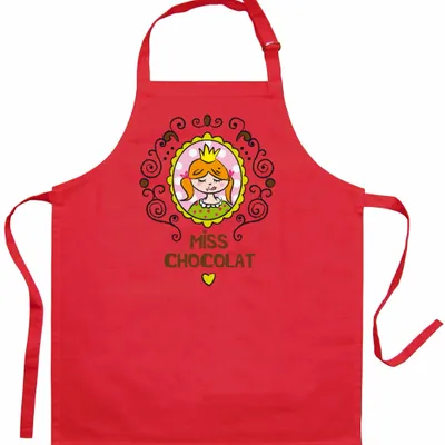 Tabliers de cuisine - Tablier de cuisine enfant Miss Chocolat recyclé Rouge 52 x 63 - MAISON VIVARAISE - SDE VIVARAISE WINKLER