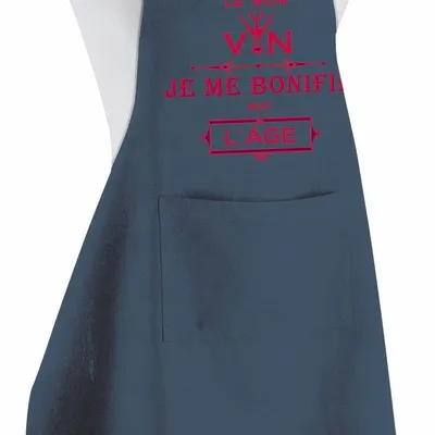 Tabliers de cuisine - Tablier de cusine Je me bonifie avec l'âge recyclé Rouge Indigo 72 x 90 - MAISON VIVARAISE - SDE VIVARAISE WINKLER