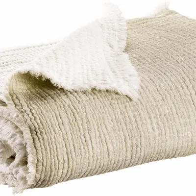 Linge de lit - Jeté Emilio Naturel 260 x 260 - MAISON VIVARAISE - SDE VIVARAISE WINKLER
