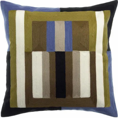 Cushions - Embroidered Cushion Jason Ciel 45 X 45 - MAISON VIVARAISE - SDE VIVARAISE WINKLER