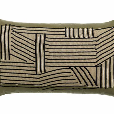 Cushions - Embroidered Cushion Kori Cèdre 30 X 50 - MAISON VIVARAISE - SDE VIVARAISE WINKLER