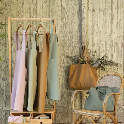 Aprons - Recycled Japanese Kitchen Apron Haru Cannelle 78 X 100 - MAISON VIVARAISE - SDE VIVARAISE WINKLER