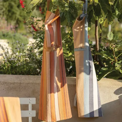 Aprons - Recycled kitchen apron with pocket Yuna Terracotta 72 X 85 - MAISON VIVARAISE - SDE VIVARAISE WINKLER