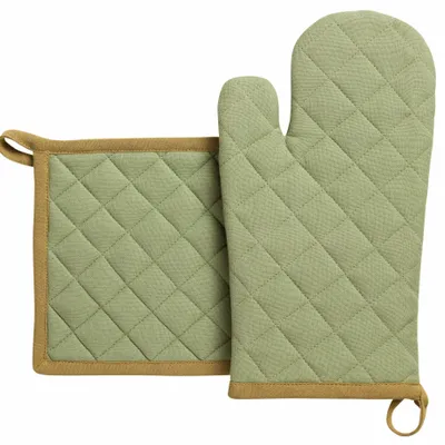 Maniques - Lot gant de cuisine et manique recyclé Grace Amande 18 x 32 - MAISON VIVARAISE - SDE VIVARAISE WINKLER