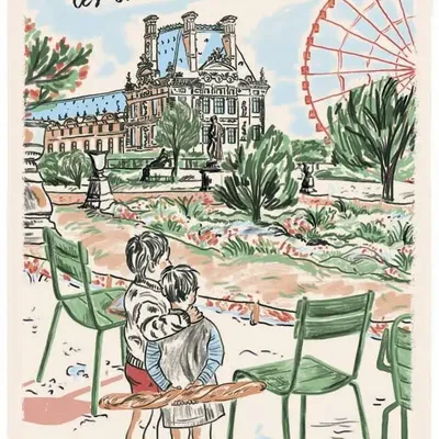 Dish towels - Tea Towel Paris Les tuileries Écru 48 X 72 - MAISON VIVARAISE - SDE VIVARAISE WINKLER