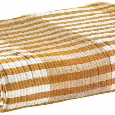 Linge de lit - Jeté Calista Safran 240 x 260 - MAISON VIVARAISE - SDE VIVARAISE WINKLER
