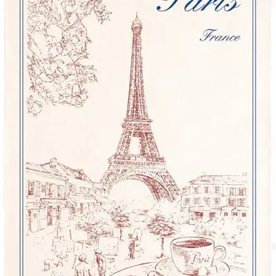 Dish towels - Paris Tour Eiffel Tea Towel Écru 72 X 48 - MAISON VIVARAISE - SDE VIVARAISE WINKLER