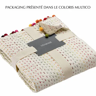 Linge de lit - Courtepointe Gastounet multico 180 x 180 - MAISON VIVARAISE - SDE VIVARAISE WINKLER