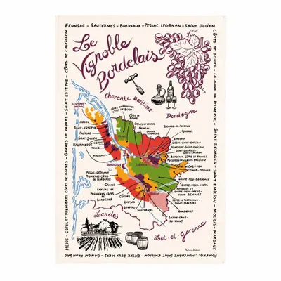 Torchons - Torchon La Carte Des Bordeaux Ecru 48 X 72 - MAISON VIVARAISE - SDE VIVARAISE WINKLER