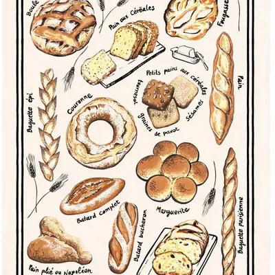 Dish towels - Pains de France Tea Towel Écru 48 X 72 - MAISON VIVARAISE - SDE VIVARAISE WINKLER