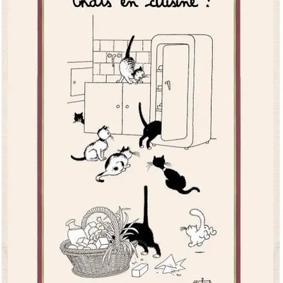 Dish towels - Kitchen Towel Chats En Cuisine Ecru 60 X 80 - MAISON VIVARAISE - SDE VIVARAISE WINKLER