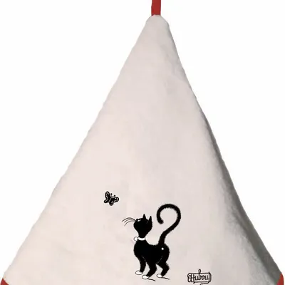 Tea towel - Round K-Towel Papillon Chats Dubout Ivoire Diameter 60 - MAISON VIVARAISE - SDE VIVARAISE WINKLER