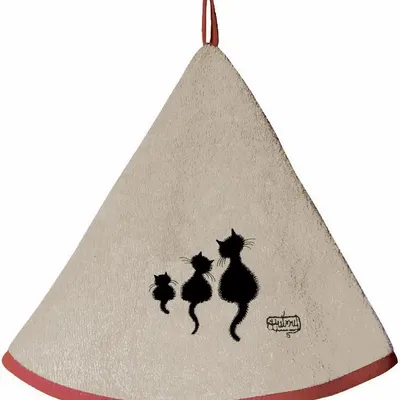 Tea towel - Round K-Towel 3 Chats Dubout Ficelle Diameter 60 - MAISON VIVARAISE - SDE VIVARAISE WINKLER