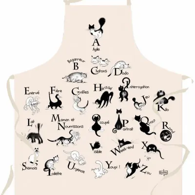 Tabliers de cuisine - Tablier Dubout Abécédaire Ecru 72 x 85 - MAISON VIVARAISE - SDE VIVARAISE WINKLER