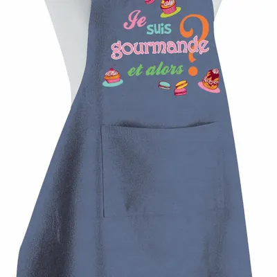 Tabliers de cuisine - Tablier de cuisine Je suis gourmande Jeans 90 x 72 - MAISON VIVARAISE - SDE VIVARAISE WINKLER