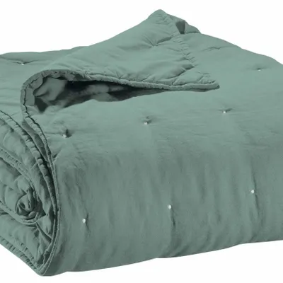 Bed linens - Zeff Bed Throw Vert de gris 240 X 260 - MAISON VIVARAISE - SDE VIVARAISE WINKLER