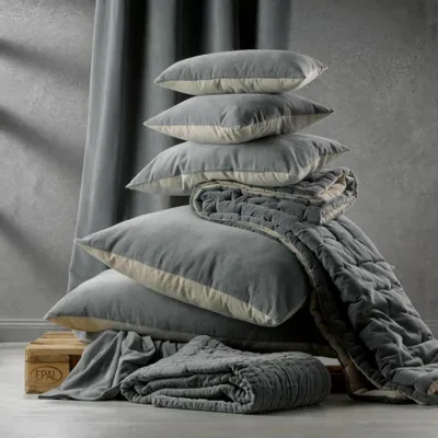 Cushions - Plain Cushion Elise Cobalt 30 X 50 - MAISON VIVARAISE - SDE VIVARAISE WINKLER