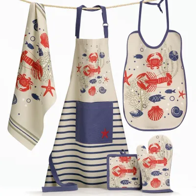 Serviettes - Bavoir Crustacés Ficelle 40 x 55 - MAISON VIVARAISE - SDE VIVARAISE WINKLER