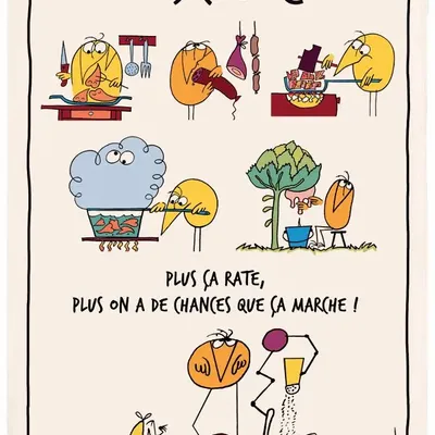 Torchons - Torchon Shadoks en cuisine Ecru 48 x 72 - MAISON VIVARAISE - SDE VIVARAISE WINKLER