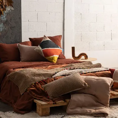 Linge de lit - Jeté Zeff Sable 180 x 260 - MAISON VIVARAISE - SDE VIVARAISE WINKLER