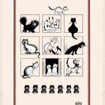 Torchons - Grand torchon Dubout Galerie de chats Ecru 60 x 80 - MAISON VIVARAISE - SDE VIVARAISE WINKLER