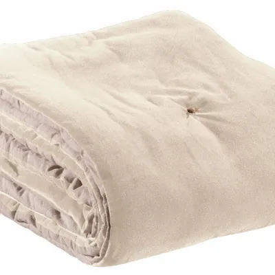 Linge de lit - Edredon pompons Elise Grège 80 x 180 - MAISON VIVARAISE - SDE VIVARAISE WINKLER