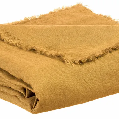 Throw blankets - Zeff Throw Blanket Ocre 130 X 180 - MAISON VIVARAISE - SDE VIVARAISE WINKLER