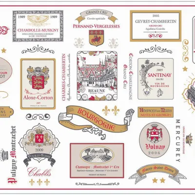 Placemats - Placemat  Multi Etiquettes Bourgogne Multico 30 X 45 - MAISON VIVARAISE - SDE VIVARAISE WINKLER
