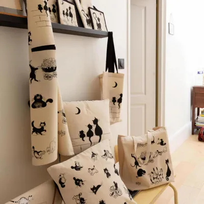 Maniques - Gant de cuisine + Manique Dubout Chat Papillon Beige 18 x 28 - MAISON VIVARAISE - SDE VIVARAISE WINKLER